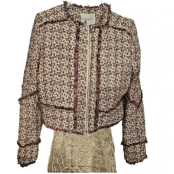 Carolina Belle multicolored Zip Long Sleeve Lined Fringed Detail Waist Jacket - Picture 1 of 11